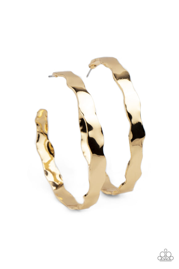 Exhilarated Edge Gold Hoop